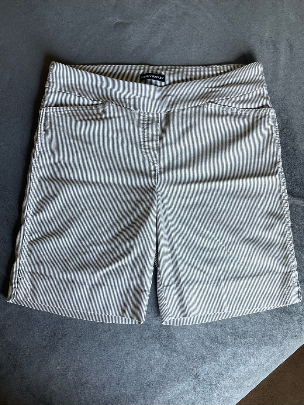 Hilary Radley White and gray Pinstripe Bermuda Shorts